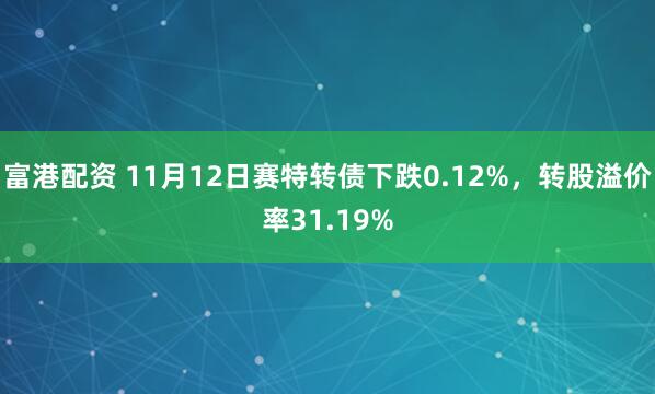 富港配资 11月12日赛特转债下跌0.12%，转股溢价率31.19%